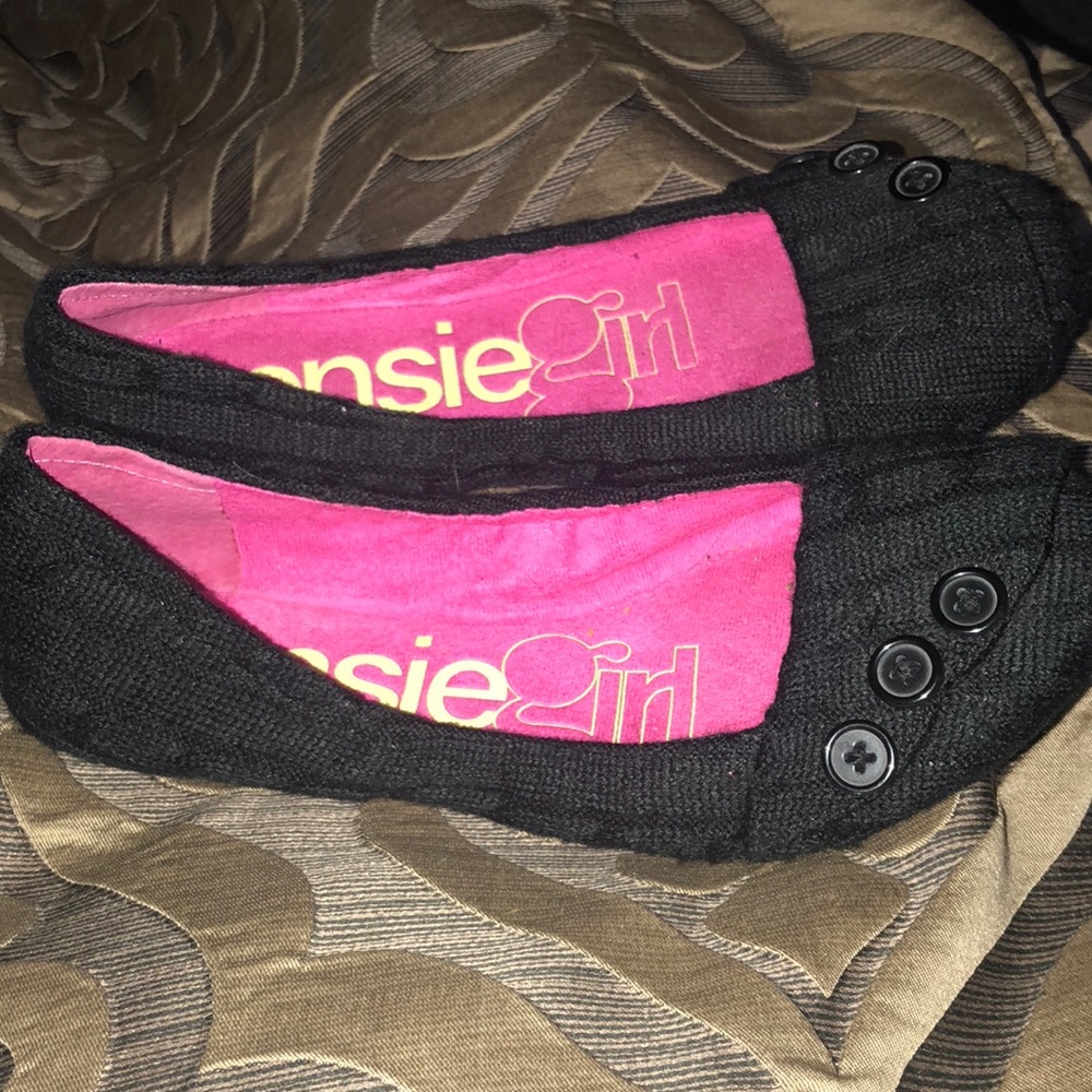 Black sweater knit flats